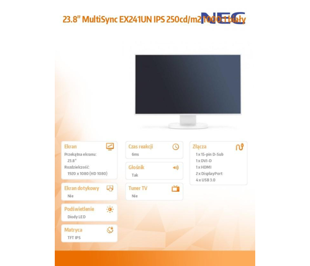Nec MultiSync EX241UN biały - 366182 - zdjęcie 2
